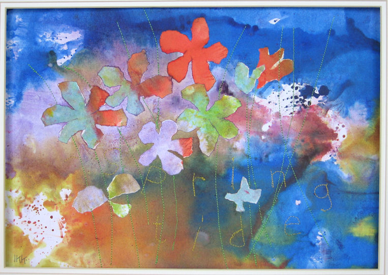 Spring Tide (includes mono-printing, machine stitching, collage)